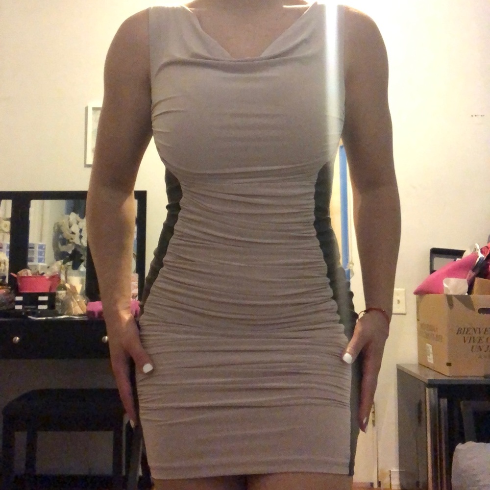 Nude and black dress